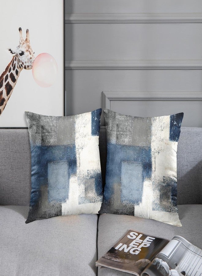 Britimes Throw Pillow Covers Modern Home Art Decor, 18 x 18 Inches Set of 2 Pillow Cases Decorative, Abstract Oil Painting Pillowcases for Bedroom, Living Room, Cushion Couch Sofa, Navy Blue White - Image 5